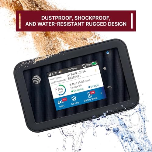 Image of AT&T Unite Explore AC815S, Unlocked Rugged 4G LTE Mobile Hotspot, Up to 450 Mbps, IP65 Water & Dust Resistant, 22hr Battery, Dual-Band WiFi (15 Devices), Travel WiFi, EVDO-LINK Bundle (Budget)