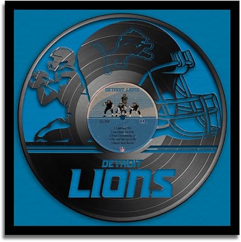 Miniatura 29 de Sporticulture Arte de Pared de Fútbol en Vinilo con Marco Decorativo en Estilo de Disco de Vinilo - 13X13 Pulgadas, Pósteres de la NFL para New York