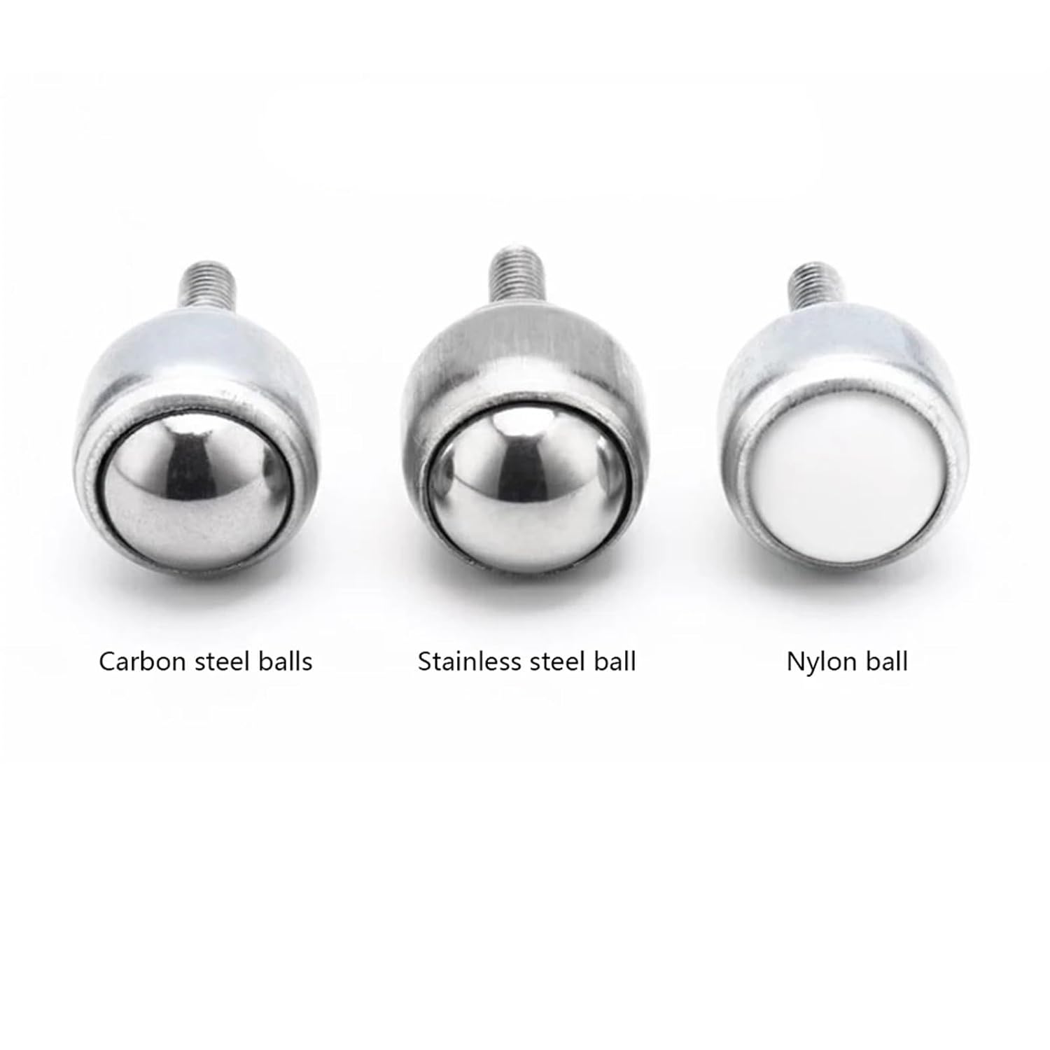 5pcs Threaded Stem Bolt Stud Mounted 304 Stainless Steel Nylon Ball Transfer Conveyor Roller Wheel Round Eye Wheel Conveying Ball(CY-25D,Carbon Steel)