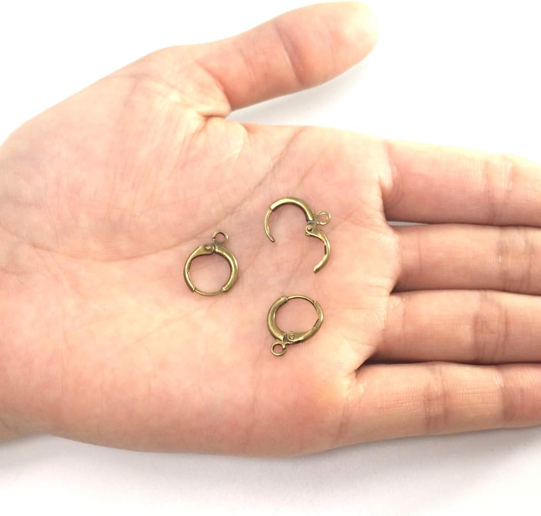 Adabele 50pcs Hypoallergenic Round Hoop Huggie Earring Hooks Leverback Ear Wire 14mm Antique Bronze Plated for DIY Craft Earrings Jewelry Making CF262-4 - Image 3
