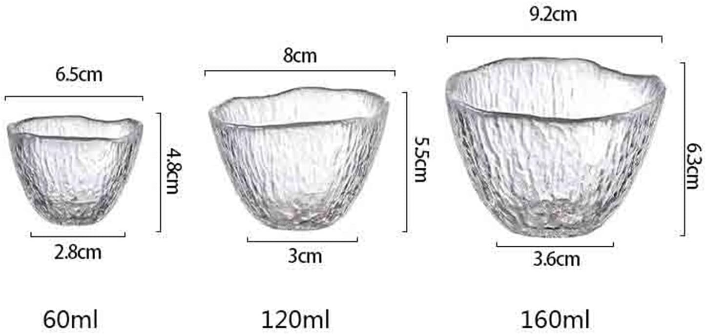 Glass Cups Small Clear No Handle Teacups, Glacier Texture Thickened Tea Tasting Cup, 3 Sizes for Juice(Small)