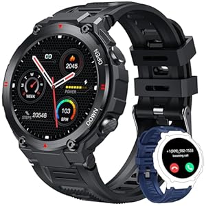 Smart Watch Men Bluetooth Call: 1.42″ Touch Screen Fitness Watch with Waterproof Heart Rate Blood Pressure Oxygen Sleep Monitor Activity Tracker Step Counter Smartwatch Sports for Android IOS Round