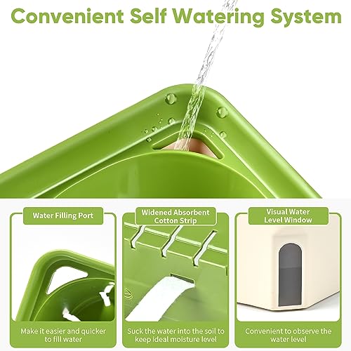 Fuyuleyo Self Watering Plant Pots 27CM, Set of 3 Rectangular Windowsill Herb Planter Box with Visual Water Level Window - Image 3