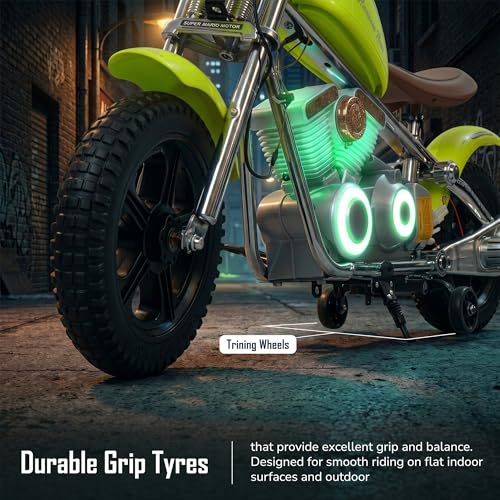 Image of Baybee ChopperX Baby Battery Operated Bike for Kids with Adjustable Seats I Rechargeable Ride on Toy with LED Lights, USB & Music I Big Baby Bike | Electric Bike for Kids to Drive 2+ Years (Green)