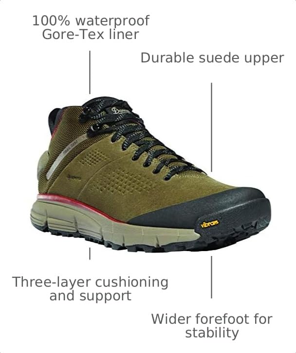 Image of Danner Trail 2650 Gore-Tex Mid 4 inch Waterproof Hiking Shoes for Men - Suede and Textile Upper with Comfort Footbed, EXO Heel System & Traction Outsole | Suede and Textile Upper with Comfort Footbed, EXO Heel System & Traction Outsole, Removable Ortholite Footbed