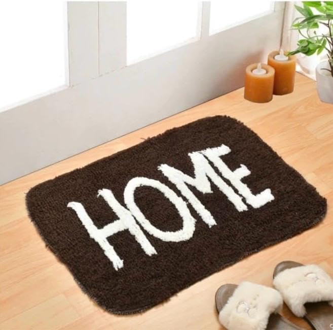 Image of Set of 2 Micro Anti Skid Bath Mat for Home Kitchen, Office, Water Absorbent Machine Washable and Quick Dry Luxury Mats for Bathroom, Kitchen, Entrance. (Brown Home)