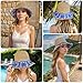 Womens Sun Hats Wide Brim Summer Beach Hat for Women Foldable Travel Fedora Handmade Crochet Straw Hat Packable UPF50, Floral-1