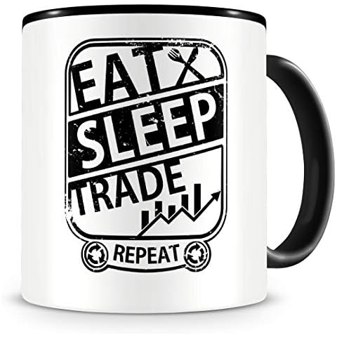 Samunshi® Taza con texto "Eat Sleep Trade Repeat" Cover