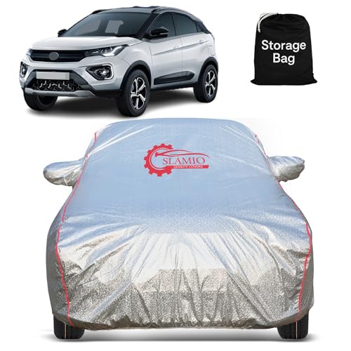 Image of Car Cover for Tata Nexon (2020-2026) | Waterproof, Dustproof, UV Resistant | All-Weather Protection with Mirror Pockets | Custom Fit, Triple Stitch | Metallic Silver