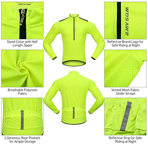 Andoer Camisa de manga comprida masculina de ciclismo primavera outono meio zíper MTB ciclismo