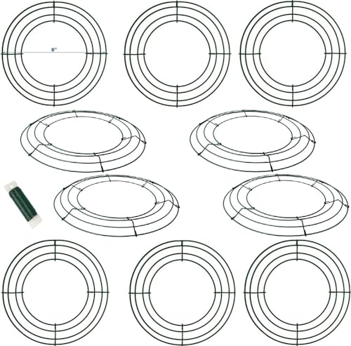 8 Inch Metal Wire Wreath Frame Ring for Christmas Holiday Decors10 Pack