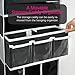 Door Hanging Storage Organizer,with 3 Bins 1 Movable Baby Diaper Caddy,1 Large capacity diaper stacking storage Organizer,10 Side Pockets ,Bedroom Door Storage for Nursery Baby Essentials. (Dark grey)