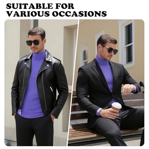 Image of Men's Turtleneck Casual Basic High Neck Long Sleeve T Shirts Half Neck Lightweight Pullover Sweater
