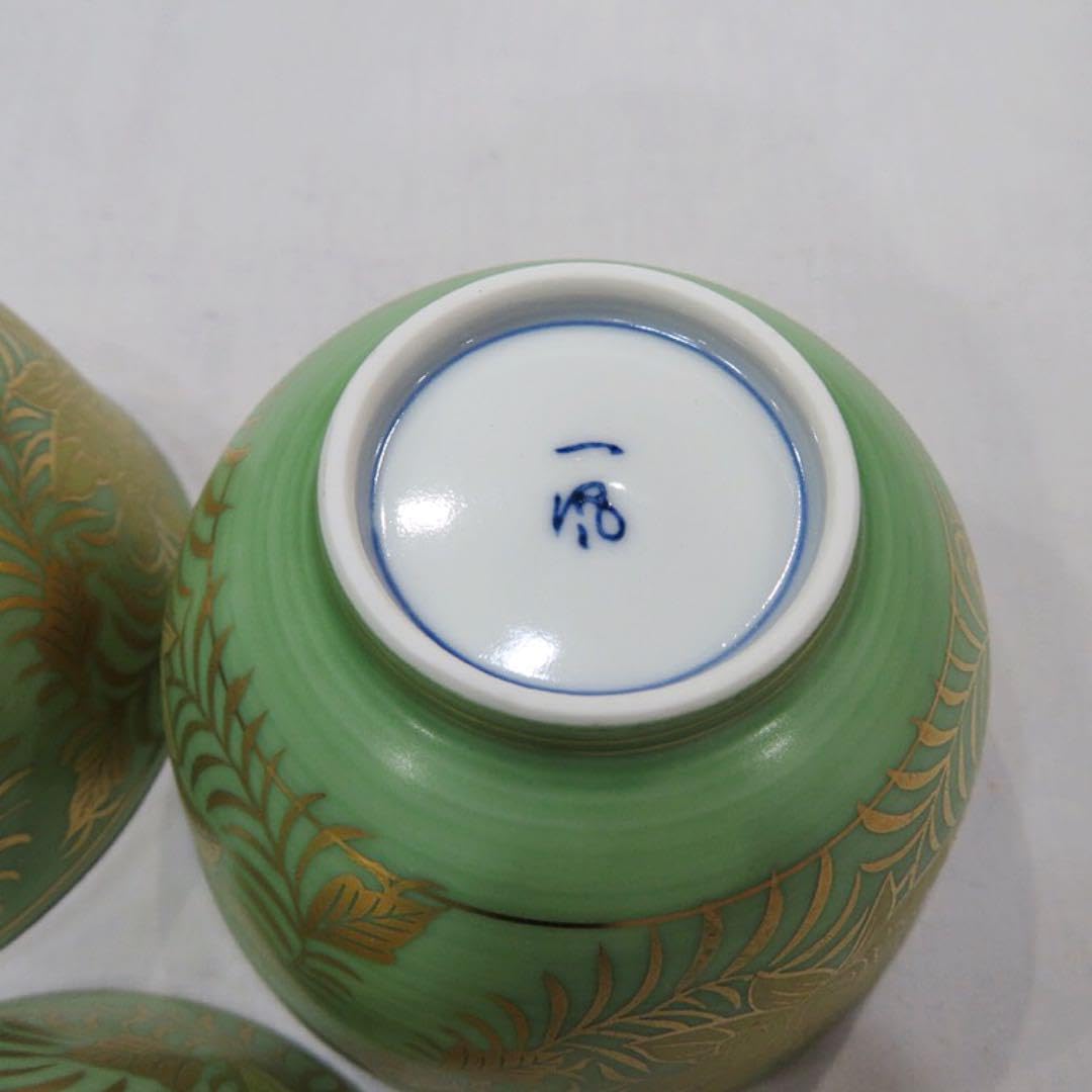 清水焼】陶玉窯◇三代暁雲(一風)作◇赤絵金彩 汲出茶碗 5客