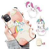 ZOSTLAND 3PCS Rainbow Horse Pegasus Phone Ring, Universal 360°Adjustable Phone Case Finger Grip Stan