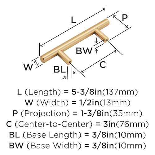 Image of Amerock 3 inch Bar Pulls Champagne Bronze Drawer Pull | 3 inch (76mm) Center-to-Center Mounting Distance and 5-3 /8 inches Overall Length, Durable Carbon Steel Cabinet Hardware