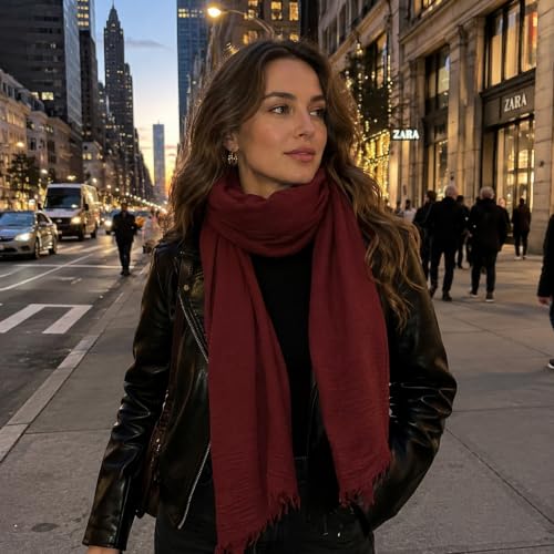 Image of Lightweight Cotton Blend Scarf for Women Men | Large,Breathable,Thin,Soft,Crinkle Scarf,Hijab Head Wrap,NeckScarf,Everyday,Travel Scarf,Summer Dress Scarves Holiday Gift