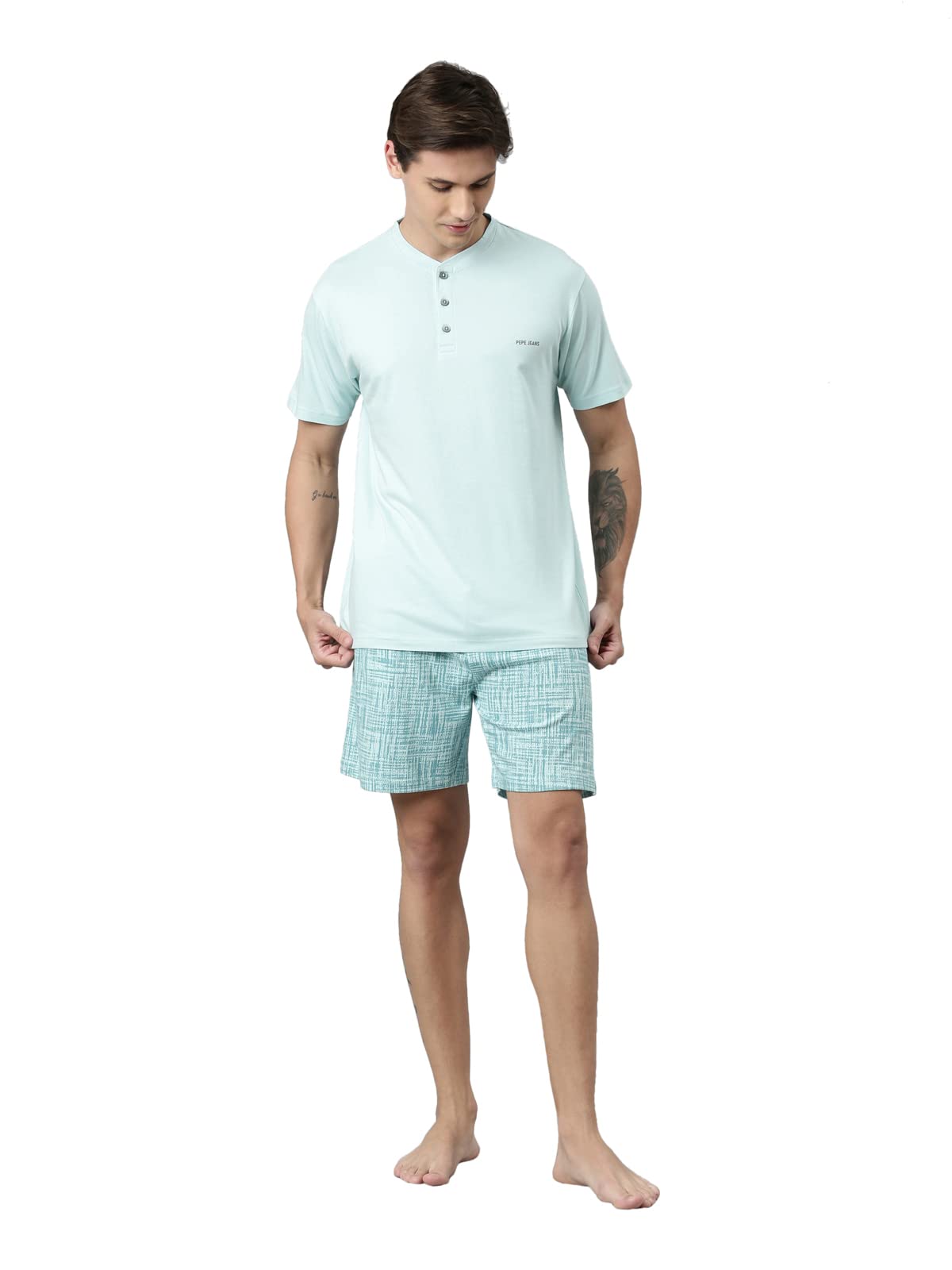 pepe jeans Men's Bamboo Viscose Cotton Blend Solid Pajama Set Pack of 1-picture-32