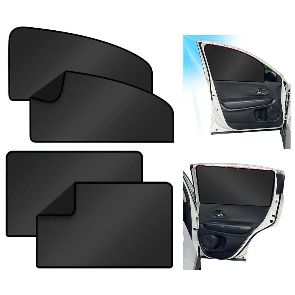 URAQT Parasol Coche Lateral, 4pcs Parasol Ventana Coche con Imanes, Parasol Coche Infantil Lateral Fácil Instalación, Cortinas Coche para Boquear los Rayos UV y Calor para Bebe Niños Adulto Mascotas