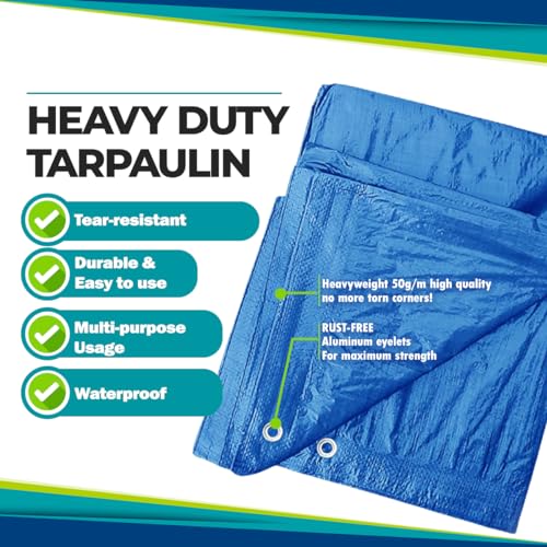 AP Supplies 50gsm Blue Tarpaulin 3m x 4m, Waterproof, Tear Resistant - Image 2