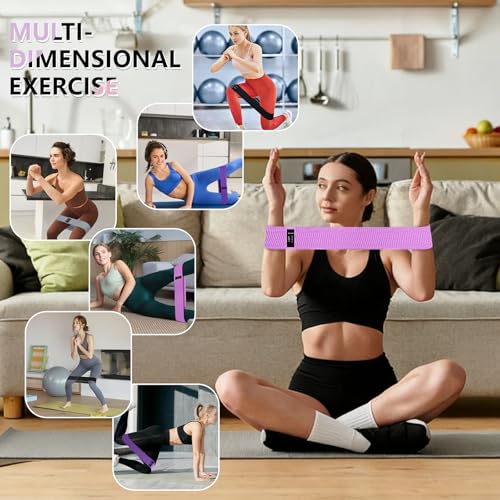 Image of Resistance Bands for Working Out, 4 Levels Exercise Bands for Women & Men, Elastic Workout Band for Physical Therapy, Fabric Booty Band for Gym, Yoga, Pilates, Leg Training