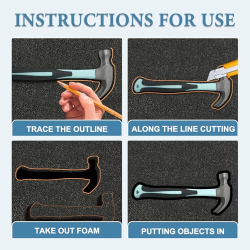 image for YIENFBEV Black Polyurethane Foam Inserts for Cases, 2 Pcs 16 x 12 x 2 