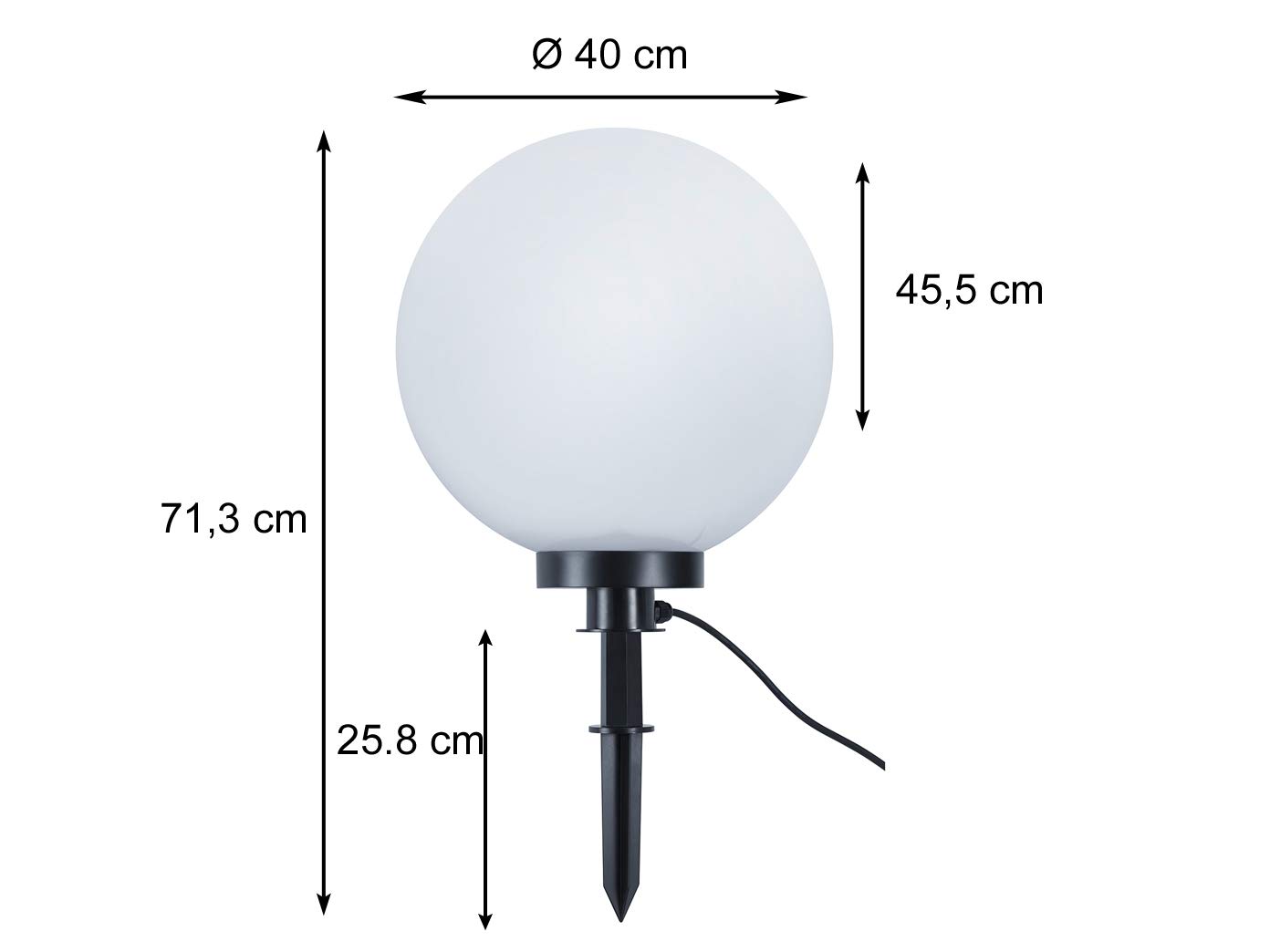 MeineWunschleuchte Lámpara esférica grande para exterior con estaca de 40 cm de diámetro