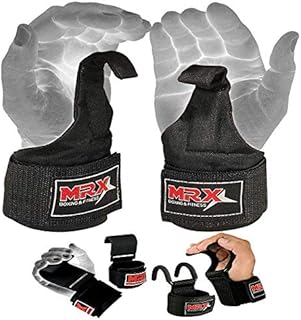 MRX Power Weight Lifting Straps Wrist Support Heavyduty Gym Training Bandage Cordura Hook Deadlifting Wraps Black