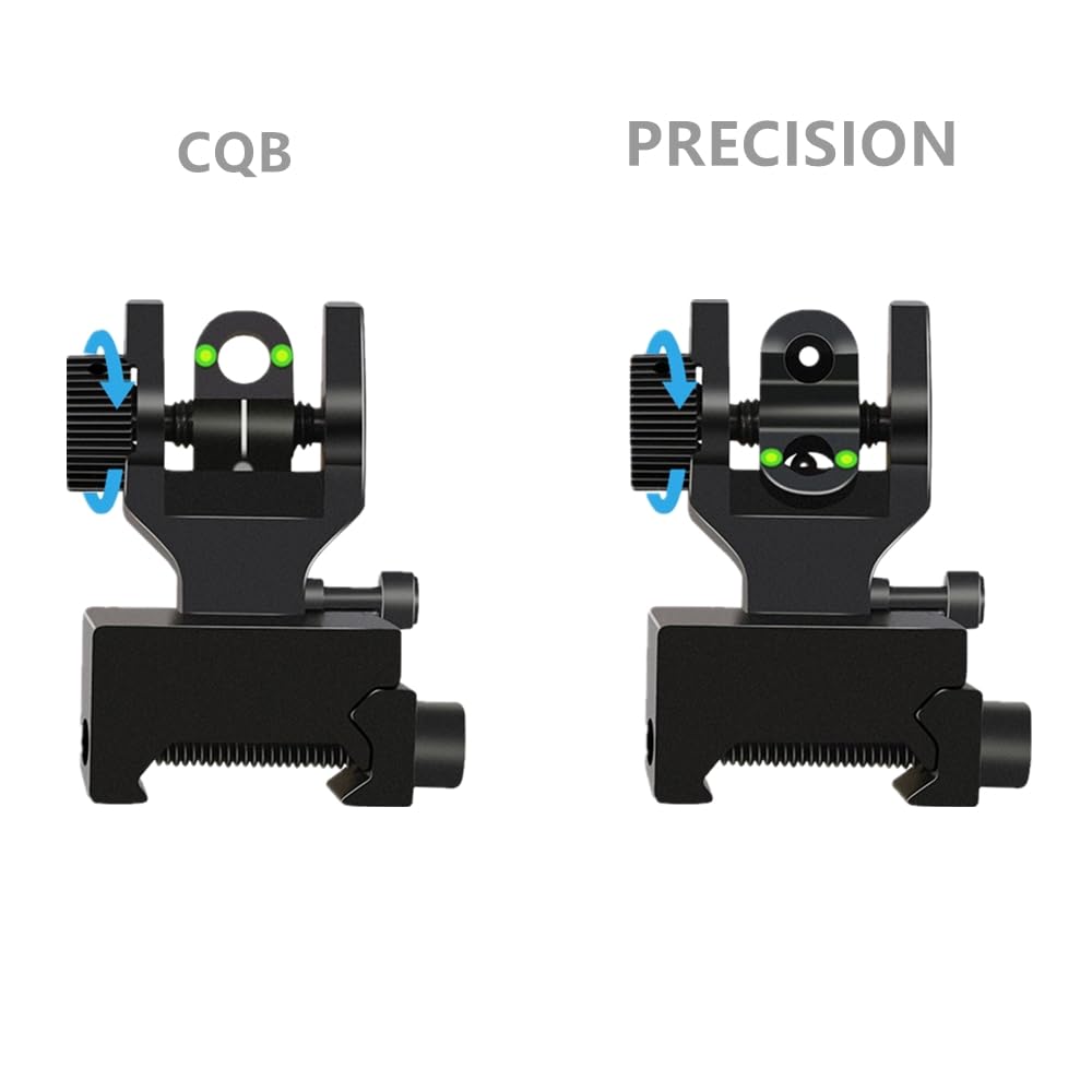 Flip-up collapsible front and rear fibre-optic iron sights with adjustment tool for 21mm Picatinny rails For Rifle Scope Tactical