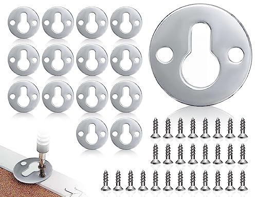 KAPSING 14 crochets de suspension pour cadres, crochets ronds pour armoires avec vis, crochets argentés en trou de serrure pour suspendre les cadres.