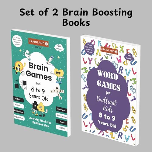 Image of Brain Games and Word Games for Brilliant Kids - 8 to 9 Years Old - Activity Book for Kids - Set of 2 Books | Memory Games | Best Birthday Gift | Vocabulary Booster