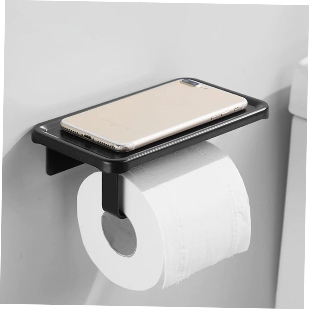 POPETPOP 2 Piezas Portarrollos Sin Perforaciones Soporte De Papel Higiénico Soportes De Papel Higiénico Bandeja De Almacenamiento Sujetador De Papel Suministros De Baño Titular Negro