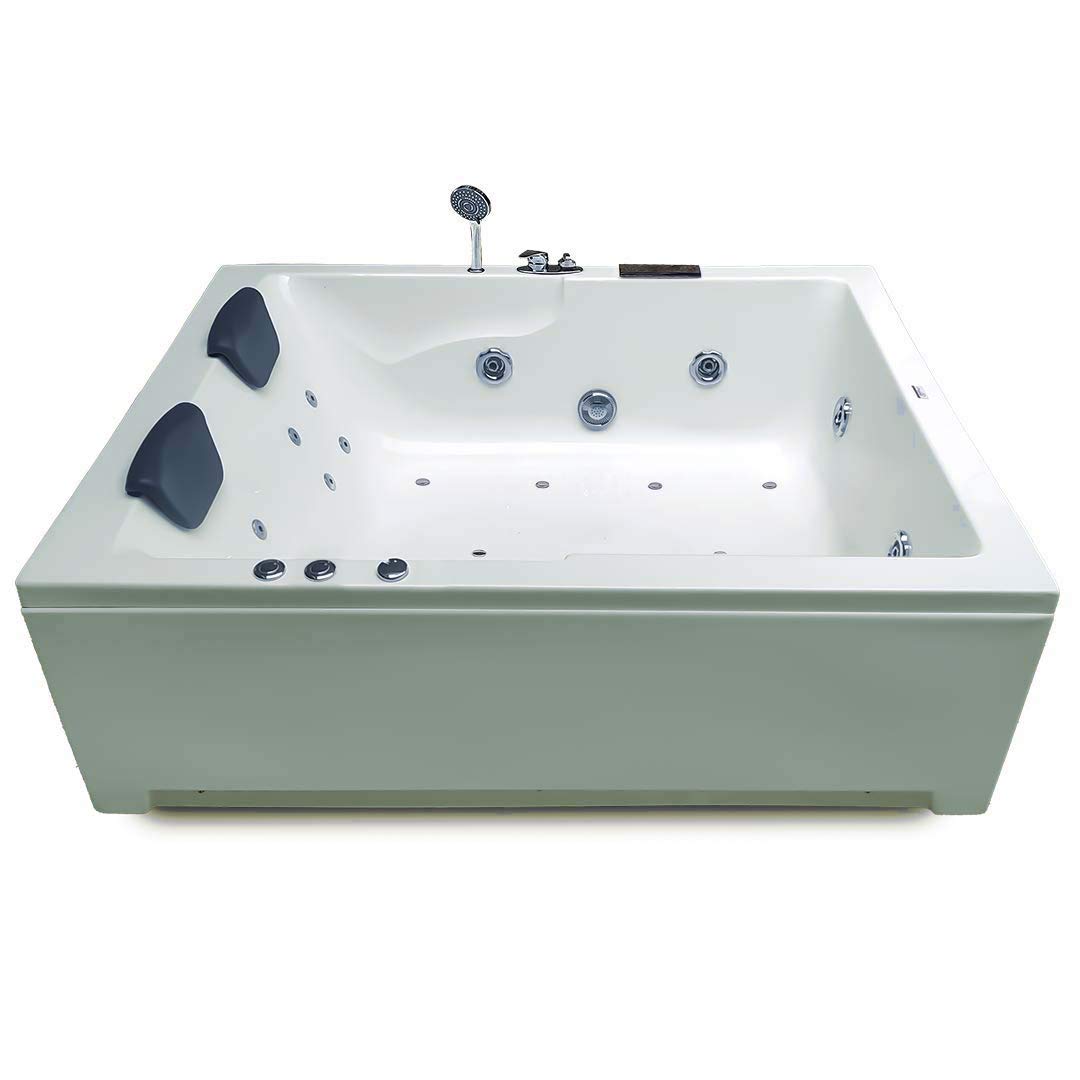 Falcon 5 Feet Acrylic Bathtub with Whirlpool Massage, Bubble Bath, Back Massager and Filler System - Ivory