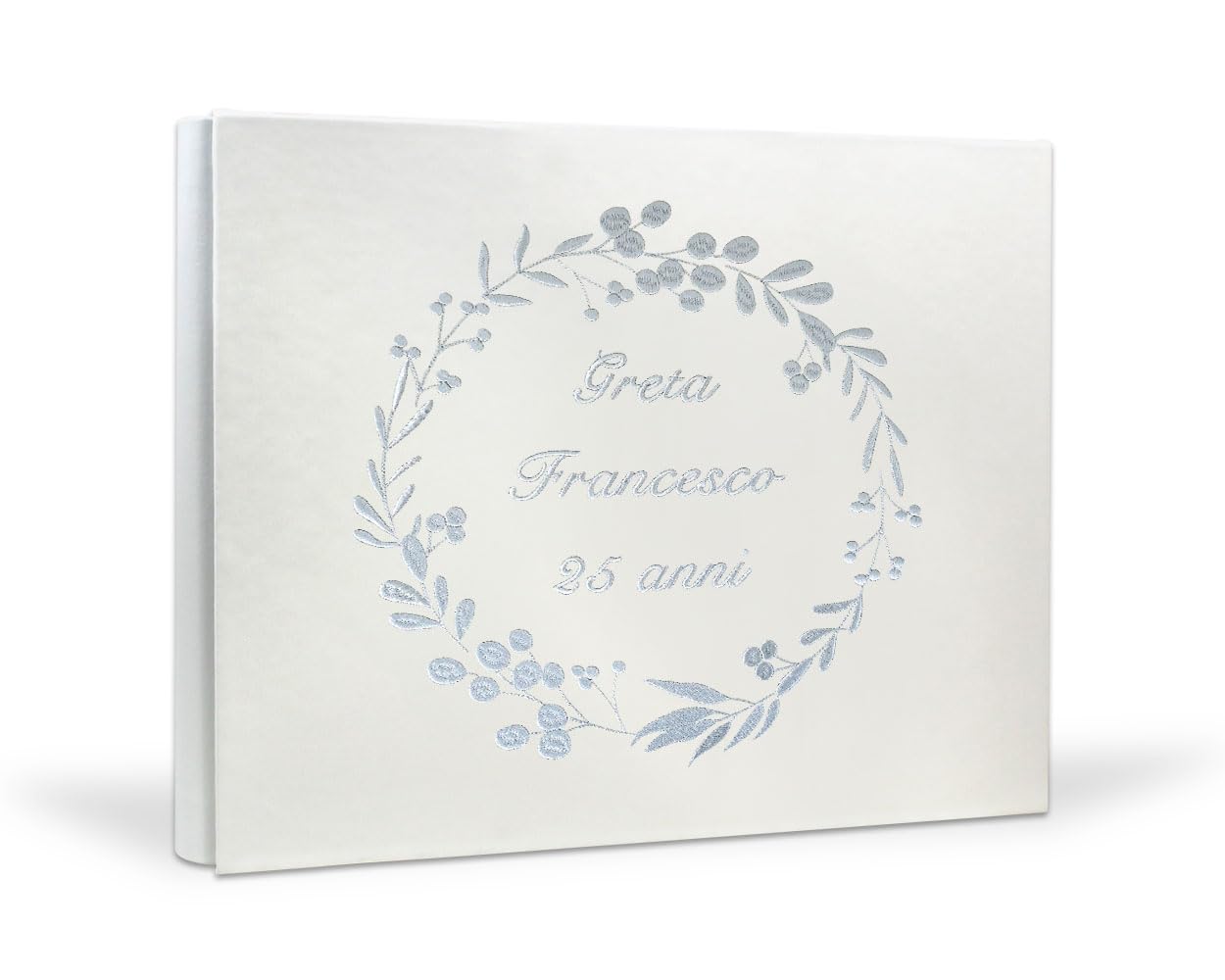 Album photo de mariage – Album avec couverture brodée personnalisée – Format 25x30 cm – Album DIY pour photos – 60 pages avec papier de soie (Faux Cuir, 30x25 60 pages)