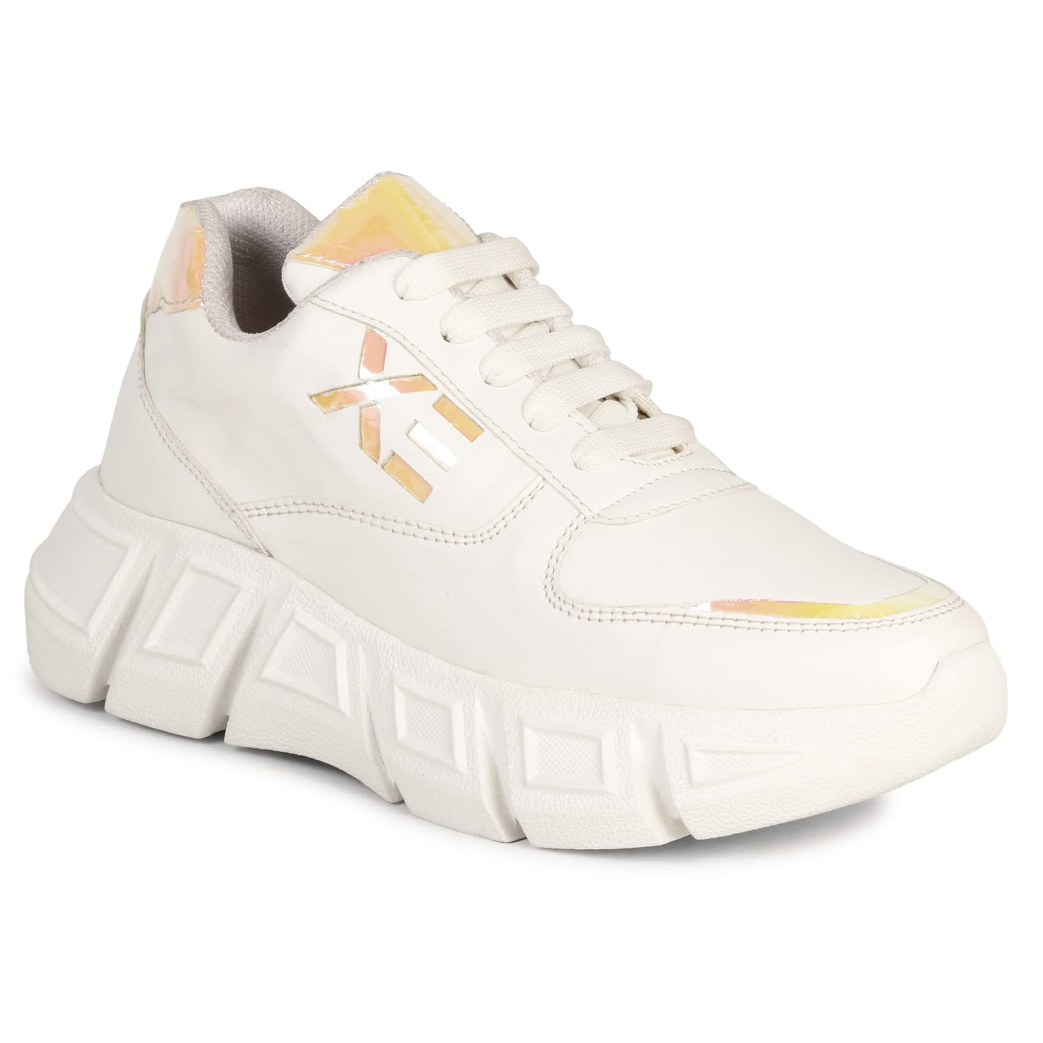 XE Looks 100% Vegan Leather Womens White Shoes for Daily Walking (B0BG339237) Amazon Price History, Amazon Price Tracker