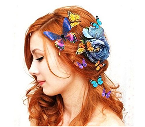10 PCS Bohemian Cute Hairpin 3D Simulation Of Color Butterfly Hair Clips Used In Wedding Women's Hair Accessories Color Randomly (1.1" x 1.5")