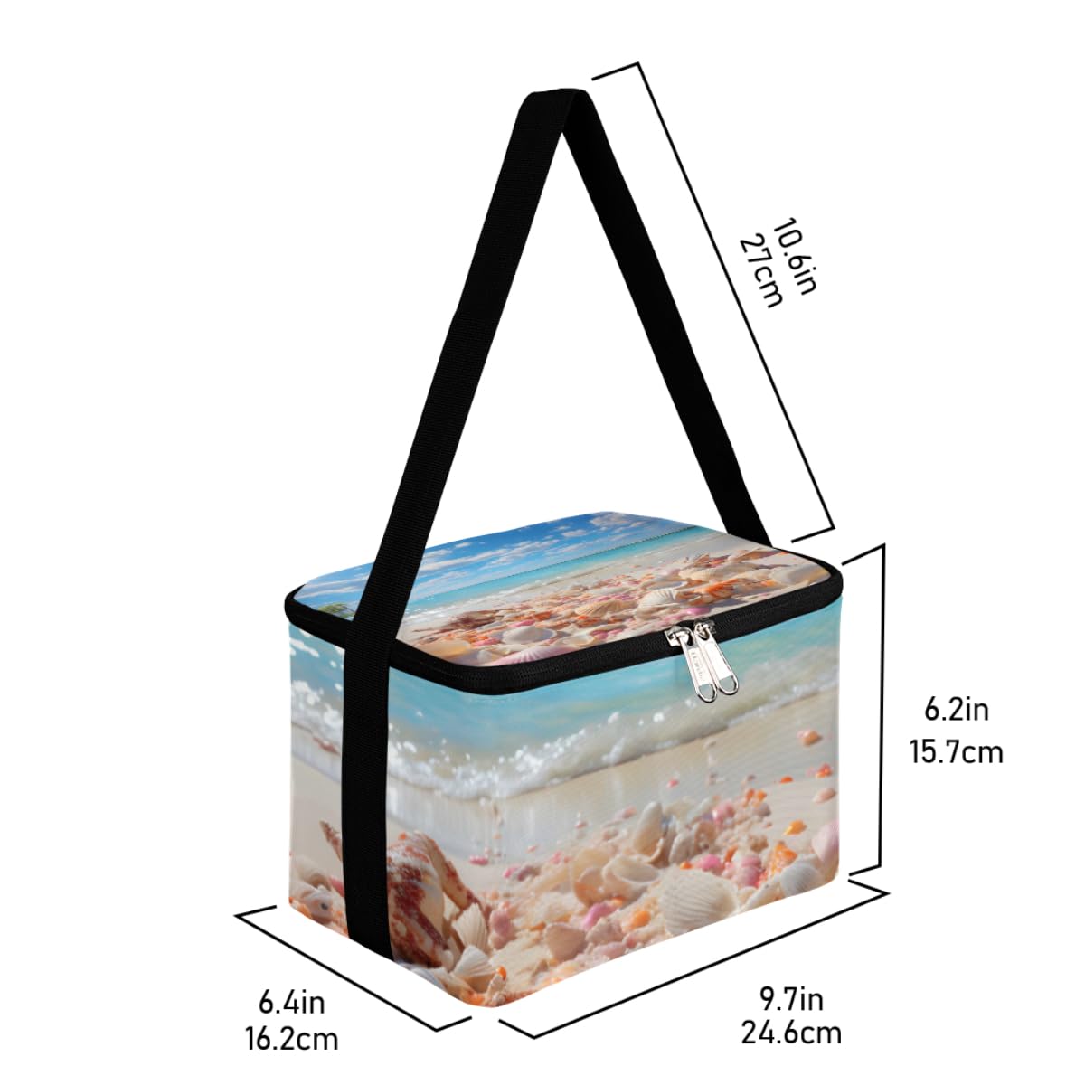 GzLeyigou Lunch Bags for Women Men 9 Cans,Summer Beach Starfish Hot & Cold Food Delivery Bag Insulated Grocery Bag Insulated Lunch Box Sea Shell Conch Cooler Bag for Office Work Picnic Beach