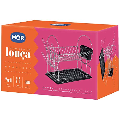 Escorredor De Louças Preto 2 Andares 19 Pratos Maggiore Mor