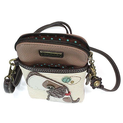 Image of CHALA Dog Collection Cell Phone Crossbody Purse-Women PU Leather /Canvas Multicolor Handbag with Adjustable Strap