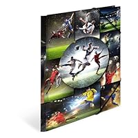 HERMA Sammelmappen A4 Fussball Set, 3 Stück, Kinder Eckspanner-Mappen aus Pappe mit Sport Motiv, Gummizug, Innenklappen und Innendruck für Jungen und Mädchen