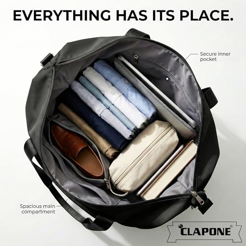 Image of CLAPONE 41 Litre Expandable Nylon Travel Bags for Women /Duffle Bags for Women Luggage /Foldable Vanity Travelling Handbags /Waterproof Hand Bag for Ladies Personal Items (Black)