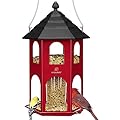 Kingsyard Metal Bird Feeder for Outdoor Hanging, Wild Bird Feeders with Circular Perch, Easy to Clean & Refill, 4 lbs Large Seed Capacity, Red