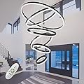 Modern Chandelier,Large 6 Rings High Ceiling Chandelier with Remote, Dimmable Black Led Chandelier for Living Room High Ceiling,Luxury Big Contemporary Staircase Foyer Entryway Chandeliers D31.5 inch