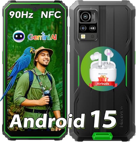 Blackview BV4800SE Movil Resistente(285g), 6.56' 90Hz HD+, 12GB+ 64GB/2TB Móvil Irrompible, 16MP Smartphone, T615 Octa-core/4G Dual SIM/NFC/GPS/Gemini AI/Face ID Moviles Android 15