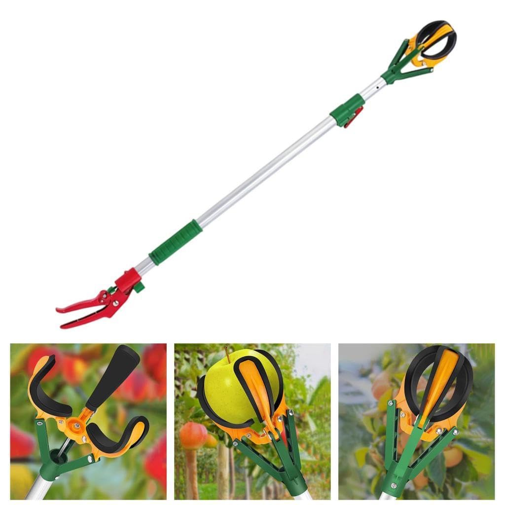 Cueille-fruits Télescopique Réglable En Alliage D'aluminium avec Griffes En Caoutchouc Amovibles et Panier de Rangement, Adapté Aux et Aux, Réglage de 1.45 M à