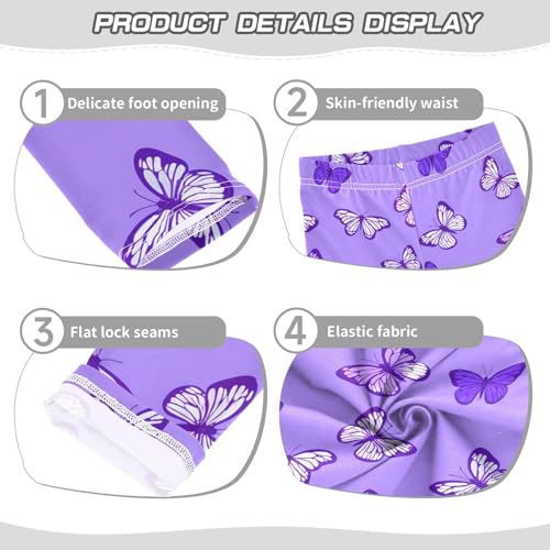 Girls' Leggings Butterfly Purple Kids Yoga Tights Pants 1 Pack 23032623