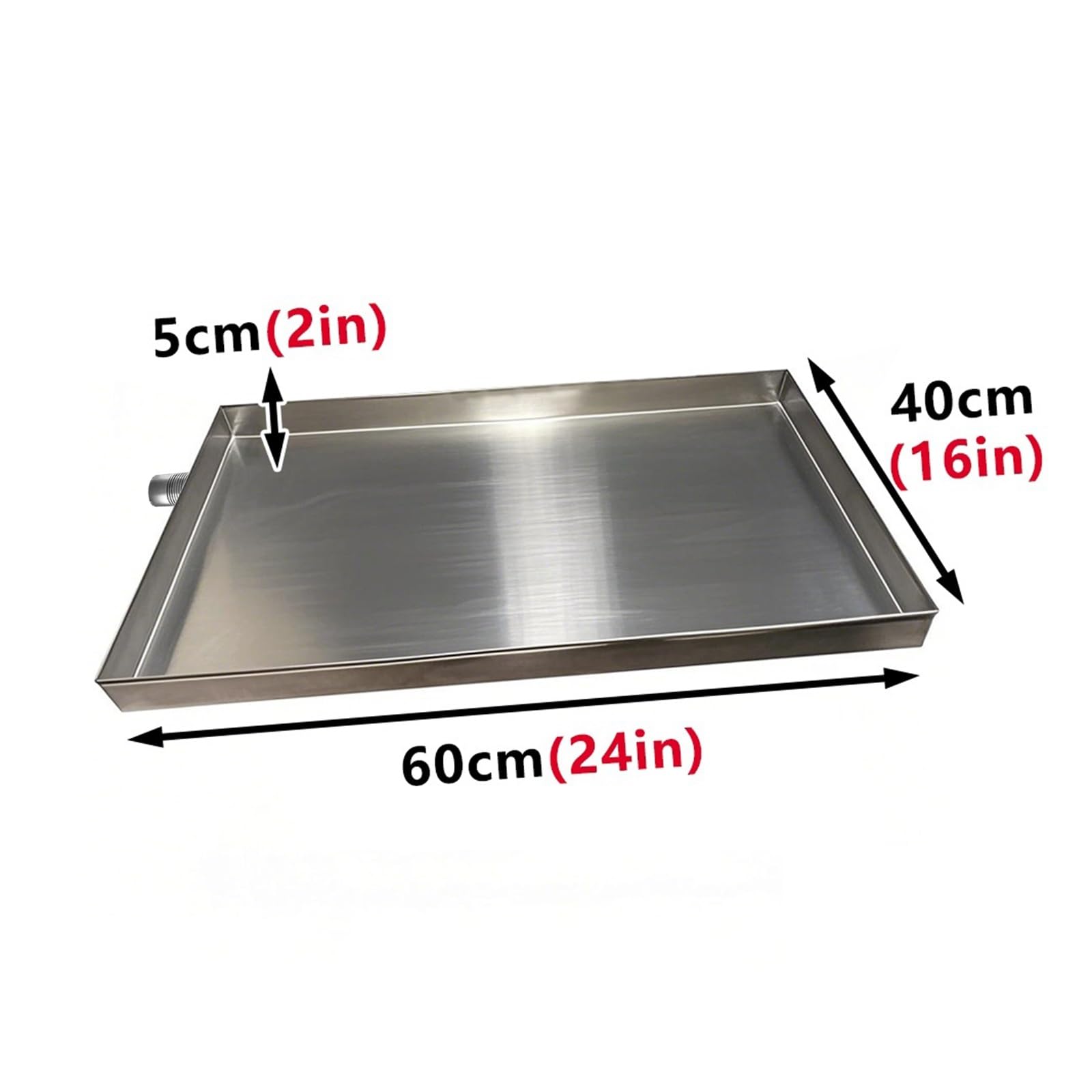 Vaschetta di Raccolta condensa in Acciaio Inox con Tubo Flessibile per la Protezione del Pavimento negli impianti HVAC