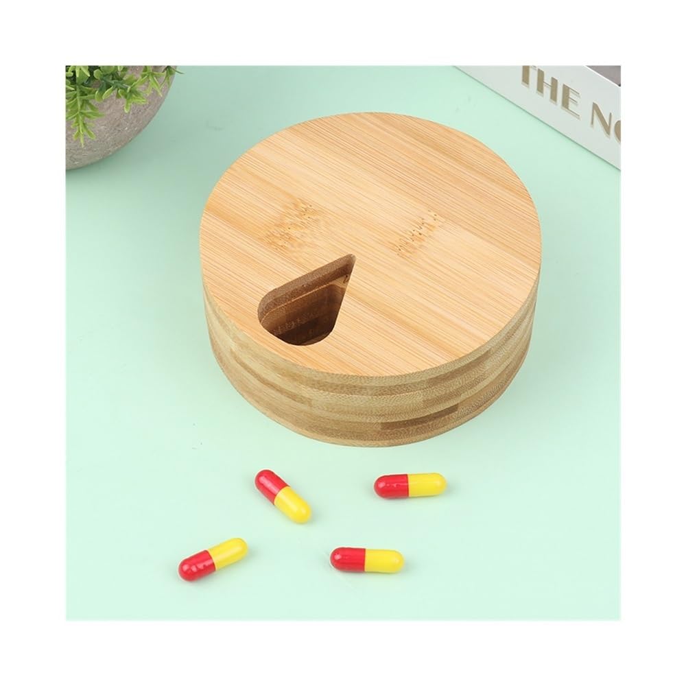 Pilulier hebdomadaire en bois de bambou pour médicaments, vitamines, arthrite, 7 jours, portable au quotidien