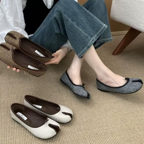 Canvas Tabi Shoes for Women Cute Split Toe Ballet Flats Retro Minimalist Comfortable Flat Shoes for Everyday Wear3