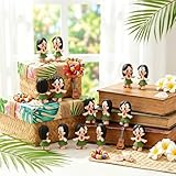 Qunclay 50 Pcs Mini Hula Girl Statue Figurines Hawaiian Hula Dancer Statue Decor 1.85 Inch Summer Table Centerpieces for Beach Lovers Hawaii Party Gifts